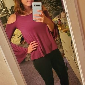Aeropostale Off-the-Shoulder Bell Sleeve Shirt
